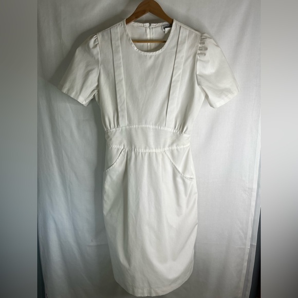 Sunshine Alley White Linen Sz 13P Vintage Women's Dress Excellent Condition GHF5 - Picture 2 of 5